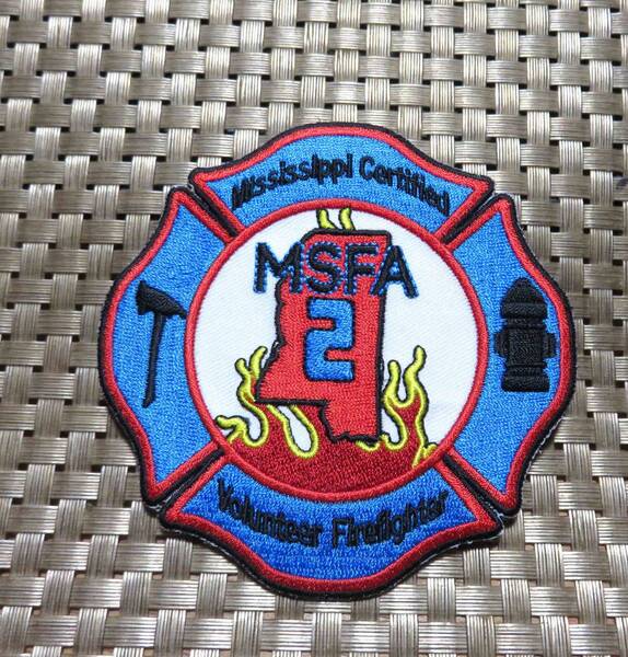 空赤２◆新品　ミシシッピ州　 Mississippi FIRE RESCUE 救助　消防　　 Fire Department 　Firefighter　刺繍ワッペン◇ミリタリー