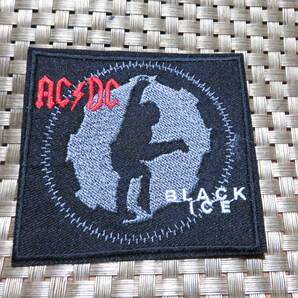 黒 BI 四角◆新品ブラックアイス AC/DC オーストラリア ヘビーメタルバンド 人影 刺繍ワッペン■ミュージック 音楽 ◇激シブ■BLACK ICE