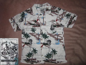 超レア！ CAMISA HAWAII エレキギター 総柄 アロハシャツ M　綿 100%