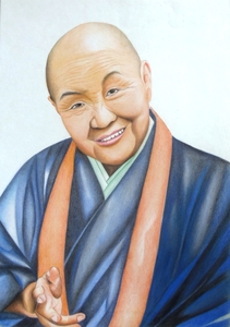 Art hand Auction Colored pencil drawing/home delivery 100 size/figure drawing Monk Novelist Jakucho Setouchi (approx. 250 x 360) Painting Used frame included, artwork, painting, portrait