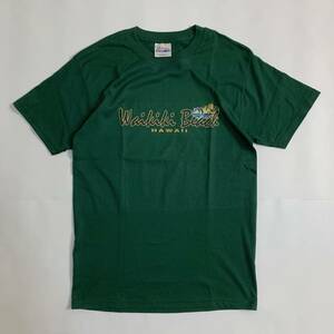 USA古着【Hanes】 Hawaii Waikiki Beach プリントTシャツ ハワイ ワイキキ スーベニア グリーン ヘインズ アメリカ古着