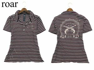 roar ロアー 春夏 クロスガン 二丁拳銃★ カシミヤ混 スプラッシュ加工 半袖 ボーダー ポロシャツ Sz.1　メンズ 日本製　A2T09027_8#A