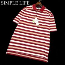 【新品 未使用】 SIMPLE LIFE シンプルライフ レナウン 春夏 半袖 PALPA★ ボーダー ライン ポロシャツ Sz.M　メンズ 日本製　A2T08682_7#A_画像1