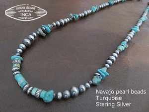  Indian jewelry beads necklace Navajo pearl silver 925 turquoise tongue bruinca