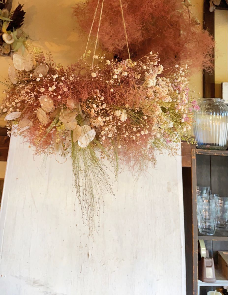antique wreathe〜 スモークツリーのフライングリース〜ドライフラワー antique wreathe〜 スモークツリーのフライングリース〜ドライフラワー