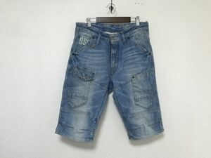  подлинный товар ji- Star low GSTAR RAW хлопок повреждение обработка Zip Short половина Denim брюки мужской American Casual милитари Surf синий голубой 29