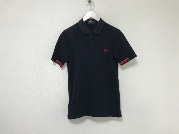 本物フレッドペリーFREDPERRYコットンタイト半袖ポロシャツメンズアメカジサーフビジネススーツS黒ブラック