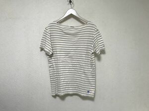 本物オーチバルORCIVALオーシバルコットンボーダー柄ボートネック半袖Tシャツメンズアメカジサーフミリタリー3M白ベージュ日本製