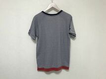 本物フレッドペリーFREDPERRYコットンボーダー柄半袖TシャツメンズアメカジサーフミリタリービジネススーツS日本製白紫パープル_画像3