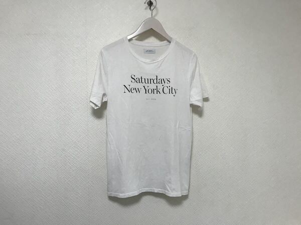 本物サタデーズニューヨークシティSaturdaysNewYorkCityコットンロゴプリント半袖Tシャツメンズアメカジサーフスーツ白ホワイトS