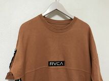 本物ルーカRVCAコットンロゴ刺繍半袖Tシャツメンズアメカジサーフスーツビジネスストリートスケーター茶ブラウンS_画像2