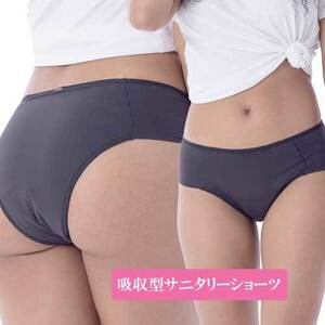 ショーツ パンツ 下着 生理用ショーツ サニタリー 吸収型サニタリーショーツ　LLサイズ　ブラック(Preto)　22365