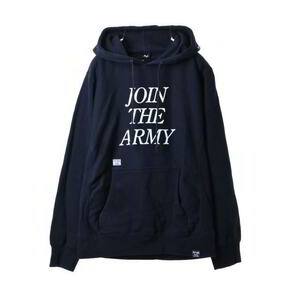 美品 FORTY PERCENTS AGAINST RIGHTS ( FPAR ) JOIN THE ARMY プリント パーカ 2 ブラック KL4CB2SU62