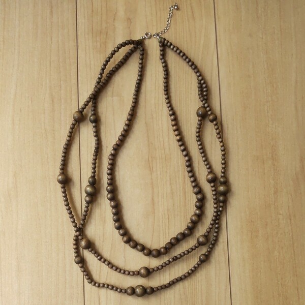 木製数珠風ネックレス 