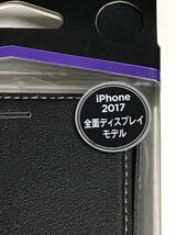 匿名送料込み iPhoneX用カバー 手帳型ケース ブラック 黒色 クラリーノ ストラップ マグネット 新品iPhone10 アイホンX アイフォーンX/MO3_画像2