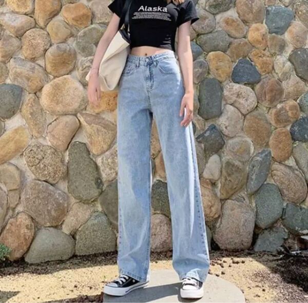レディース ハイウエスト デニムパンツ L