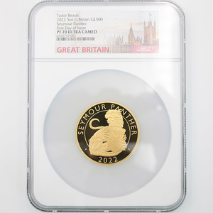 2022 英国 テューダー朝の紋章の獣コレクション シーモアパンサー（豹） 500ポンド 金貨 5オンス プルーフ NGC PF 70 UC FDOI 初鋳版