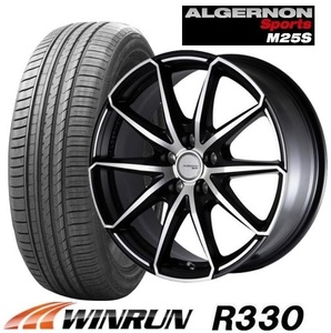 取寄せ品 新品4本 アルジェノン Sport M25S 7.5J+48 5H-100 ウィンラン R330 215/45R18インチ エクシーガクロスオーバー7 エクシーガ