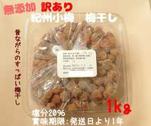 送料無料 令和4年度産 無添加 訳あり 紀州小梅 梅干し 白干梅 1kg 昔ながらのすっぱい梅干し 塩分20％　1_画像1