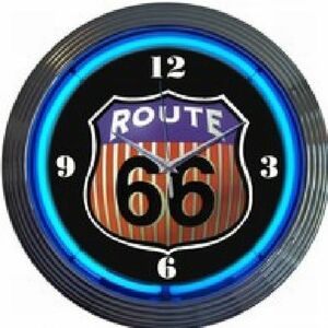 ROUTE66 ルート66 レトロ ネオンクロック壁掛時計【新品】即決価格