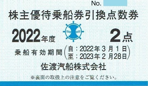 海外 正規品 佐渡汽船 株主優待乗船券引換点数券 www.bizlaw.id