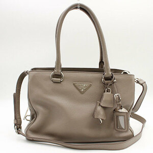 PRADA Prada VIT.DAINO 2WAY handbag /1BA853/ gray ju(ARGILLA)