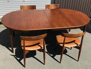  Vintage round shape extension table chair optional Denmark cheeks? handle sorusen Wegner Northern Europe 