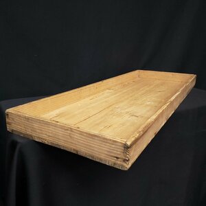 木箱　32.5×92cm　長方形　番重　陳列ケース　什器　お菓子屋　レトロ　アンティーク　木製　経年の傷汚れあり【160t1679】