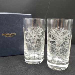 MIKIMOTO　ペアグラス　タンブラー　クラシック　アンティーク　浮き模様　花　チェイサー　ミキモト　おもてなし　宅飲み　【60a611】