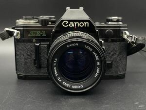 【891】1円スタート　Canon　キャノン　一眼レフカメラ　AE-1　ブラックボディ　/　FD 50mm　1：1.4　電池がないので動作未確認