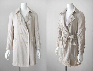RVR LARDINI * reversible double coat beige × pink 38 size trench coat nylon cotton linen Lardini 1 jpy *XE8