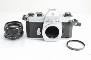 【アルプスカメラ】 ジャンク品 PENTAX ペンタックス SPOTMATIC F SPF + Super Takumar 55mm F1.8 フィルム一眼レフカメラ 220721o