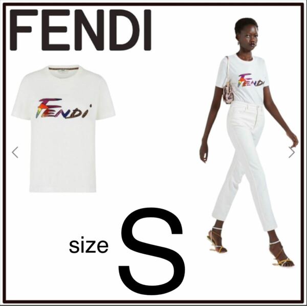 定価約半額！スパンコール付きコットンジャージーTシャツ　FENDI