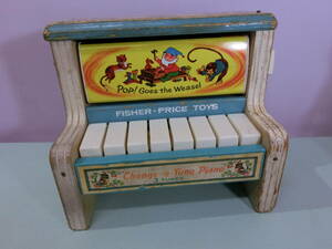 フィッシャープライス◆60’s ビンテージ 当時物ピアノ型オルゴール◆Fisher Price vintage Piano toy 昭和レトロ ミニチュア家具 おもちゃ