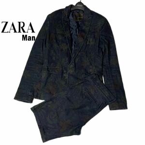 ZARA MAN　BLACK TAG　ザラ　ブラックタグ　ボタニカル　花柄　ハーフパンツ　ジャケット　スーツ　セットアップ