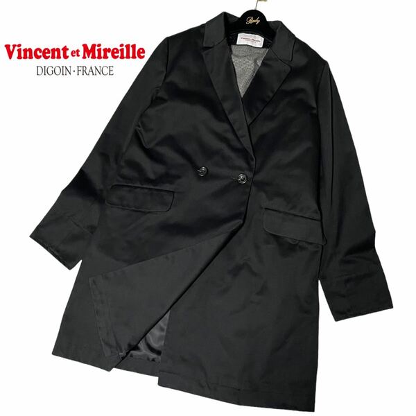 超美品　vincent et mireille　バンソンエミレイユ　千鳥柄　ライナー　ダブル　チェスターコート　ロングコート　36