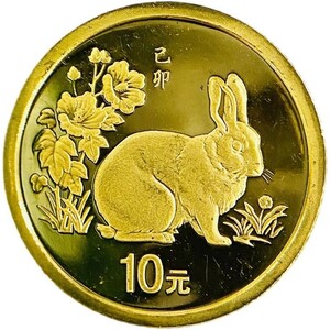 ラビット金貨 うさぎ 中国 1999年 1/10オンス 3.2g 24金 純金 イエローゴールド コレクション Gold 美品