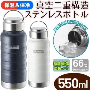 真空二重構造ステンレスボトル550mL マインドフリーMINDFREE 紺色1本