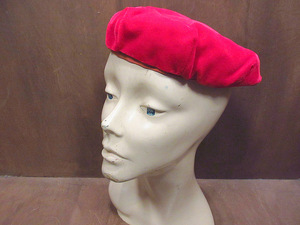 ビンテージ60’s●ベロアベレー帽赤●220807m4-w-cp-berレディース帽子女性用ハット古着1960s