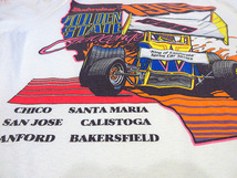 ビンテージ90’s●GOLDEN STATE CHALLENGE BudweiserレーシングプリントコットンTシャツ白size L●220809s1-m-tsh-otバドワイザー車_画像9