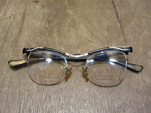 ビンテージ60's●B&L 1/10 12KGFリムレスブロー眼鏡黒●210418n7-eygls 1960sボシュロムキャッツアイ