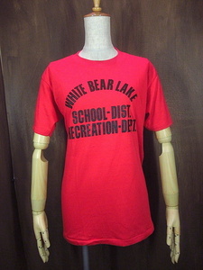 ビンテージ80’s★DEADSTOCK WHITE BEAR LAKE SCHOOLプリントTシャツ赤size M★190809n1古着トップスメンズレッドUSA製デッドストック