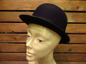 ビンテージ20's30's★MERITボーラーハット黒7★1920s1930s山高帽メンズ帽子アンティーク