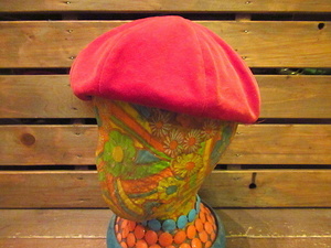 ビンテージ40's50's★Frederick & Nelson Belmarレディースベロアヘッドドレス赤★女性用帽子レディースハットベレー帽レッド