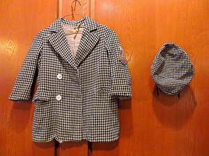  Vintage 30's40's* Kids check wool coat & beret *210211s4-k-ct child clothes kids fashion outer old clothes 