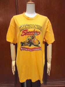 ビンテージ70's●KEITH HALLS MANZANITAレーシングカー両面プリントTシャツ黄size XL●220801r7-m-tsh-ot古着半袖シャツトップス