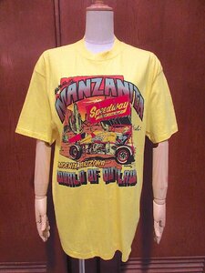 ビンテージ80's●DEADSTOCK MANZANITA SPEEDWAYレーシングカー両面プリントTシャツsize L(42-44)●220804r6-m-tsh-ot