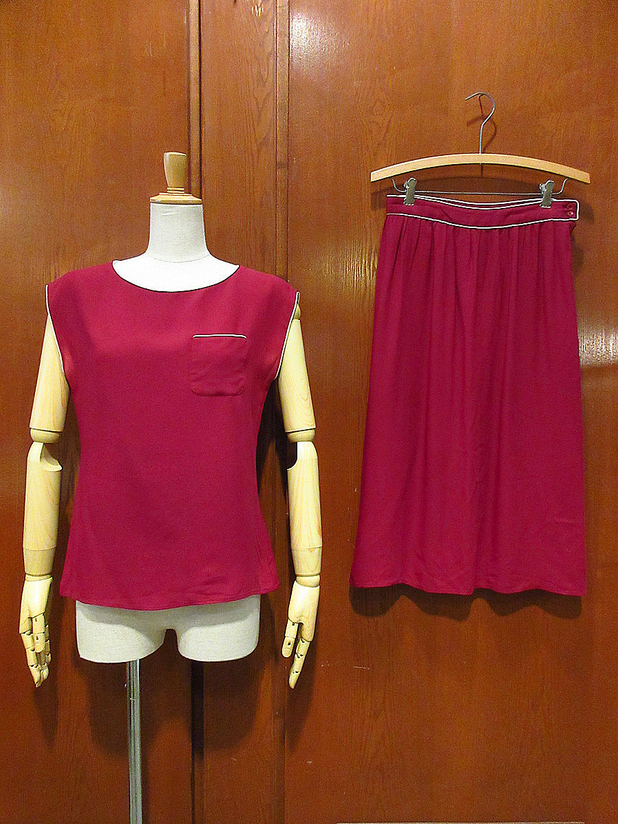 ビンテージ70's●SAMUEL BLUEレディースノースリーブトップス&スカー