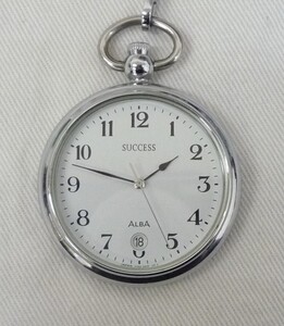 【中古動作品】★SEIKO ALBA SUCCESS セイコーアルバ サクセス クォーツ式 日付表示 懐中時計 V742-0A10