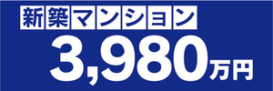 横断幕　横幕　不動産　新築マンション　3980万円